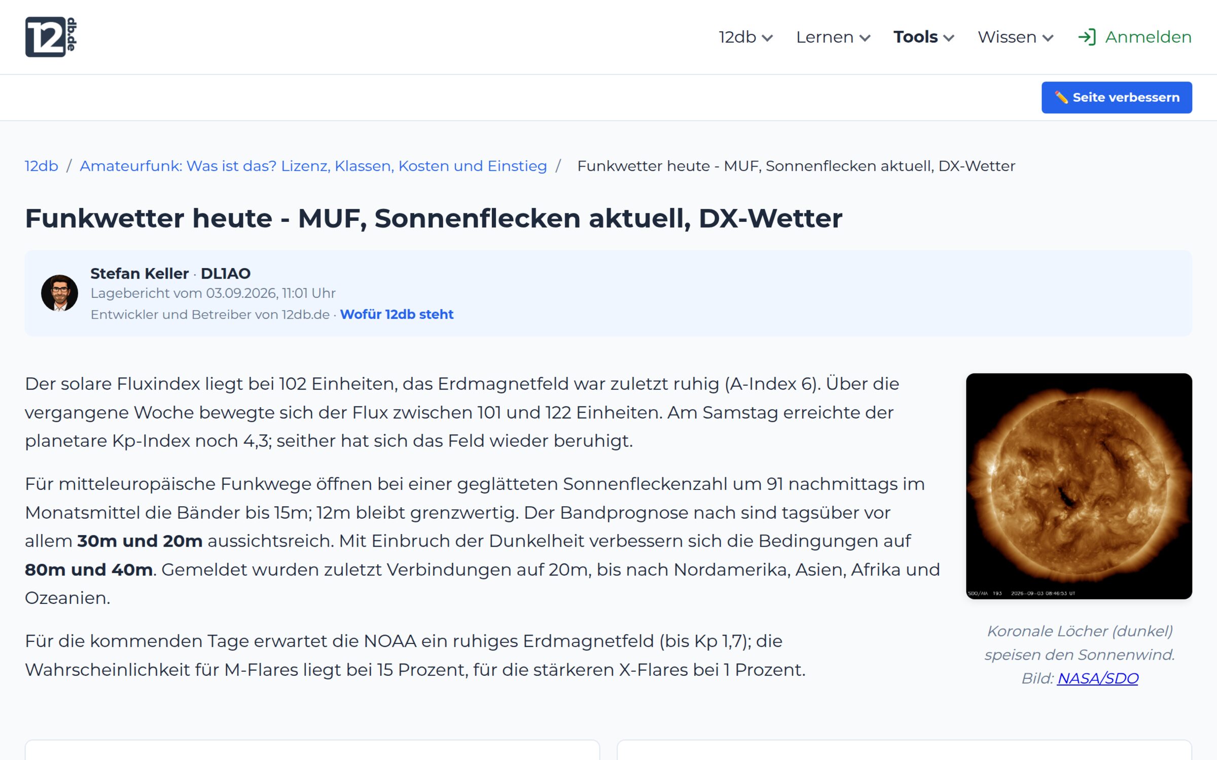 Funkwetter-Lagebericht auf 12db.de